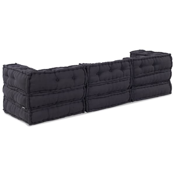 vidaXL Pouffe Set av 3 Antracit Bomull 70 x 70 x 54 cm Modulär