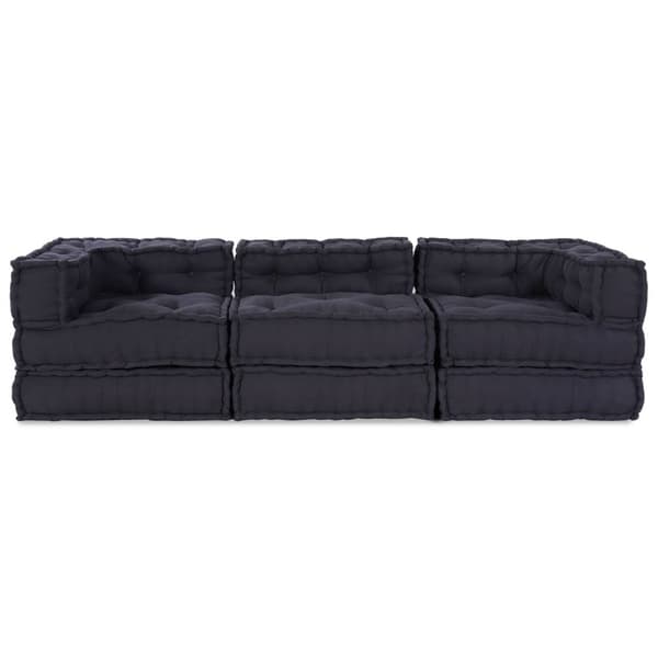 vidaXL Pouffe Set av 3 Antracit Bomull 70 x 70 x 54 cm Modulär