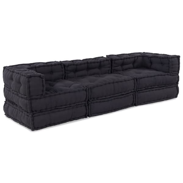 vidaXL Pouffe Set av 3 Antracit Bomull 70 x 70 x 54 cm Modulär