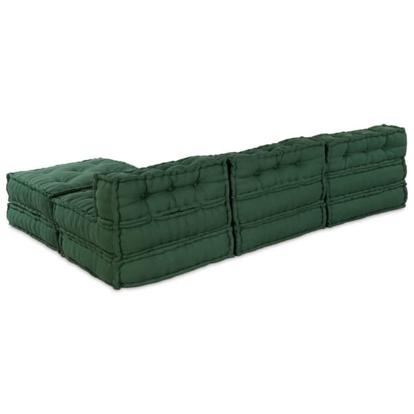 vidaXL Pouffe Sæt af 4 Grøn 100% bomuld Medium Modulær