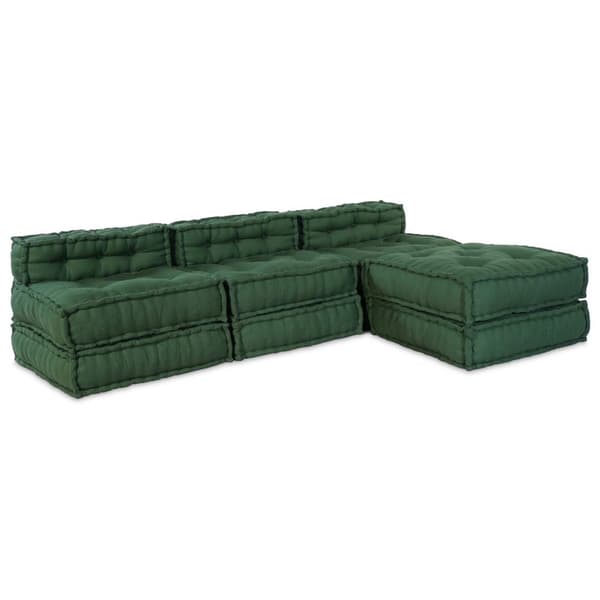vidaXL Pouffe Sæt af 4 Grøn 100% bomuld Medium Modulær