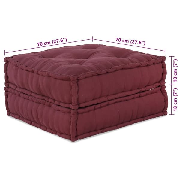 vidaXL Puff Set om 2 Maroon 100% bomull 70 x 70 x 36 cm Modulär Puff