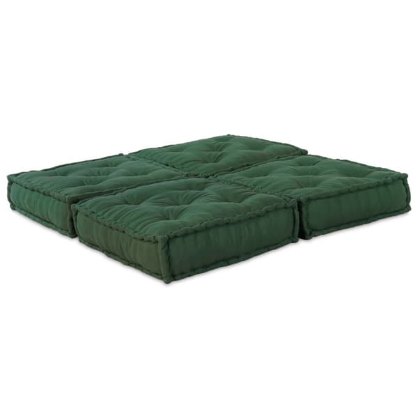 vidaXL Puf Sæt af 2 Grøn 100% bomuld 70 x 70 x 36 cm Modulær Puf