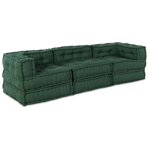 vidaXL Pouffe Sæt af 3 Grøn 100% bomuld 70 x 70 x 54 cm