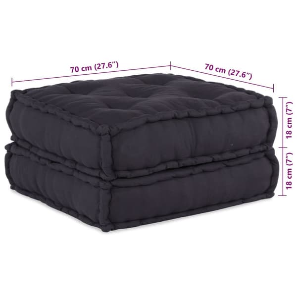 vidaXL Puf Sæt af 2 Antracit 100% bomuld 70 x 70 x 36 cm Modulær Puf