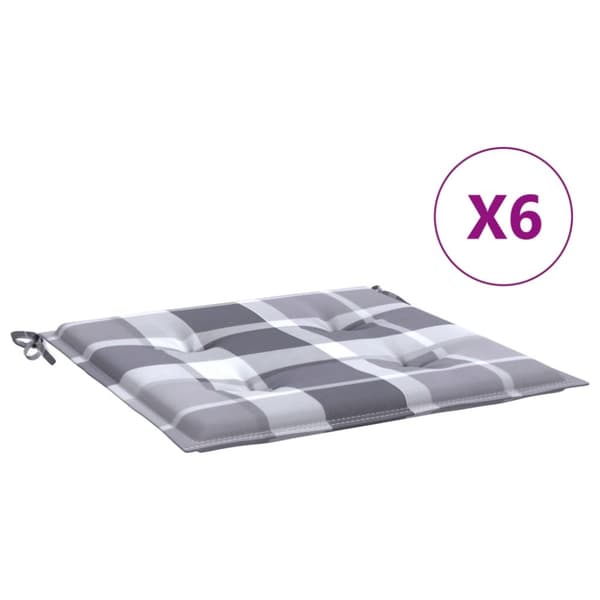 Stolsdynor 6 st grårutig 40x40x3 cm oxfordtyg