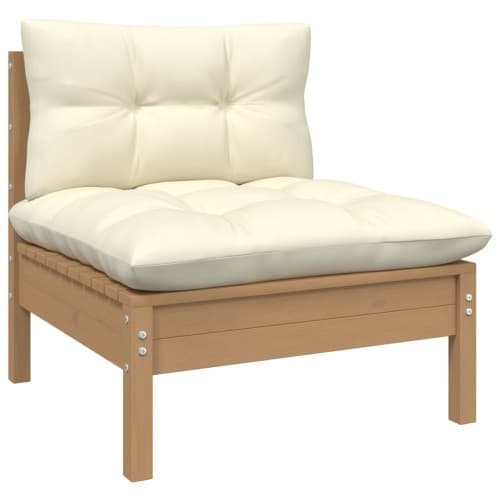 Garden Middle Sofa med kuddar Honey Brown Solid Pinewood