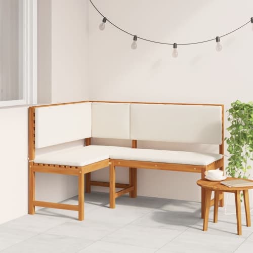 Trädgårdshörnbänk med kuddar 140x100x91 cm Massivt akaciaträ