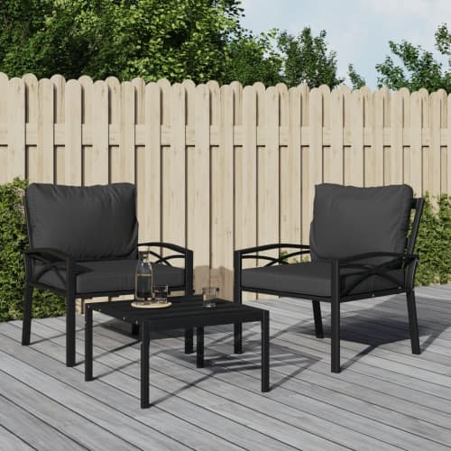 Trädgårdsstol med grå dynor 68x76x79 cm stål