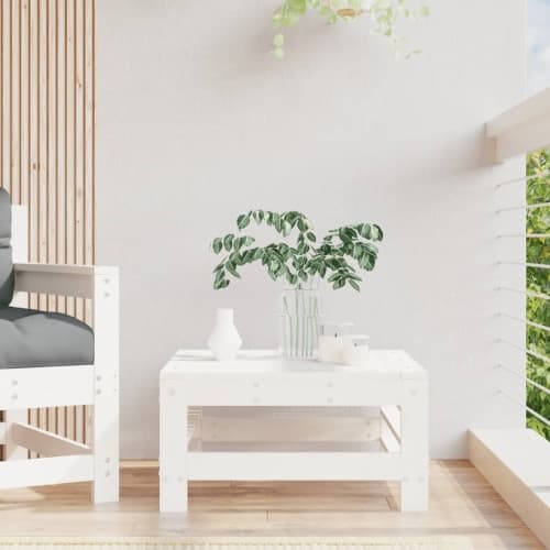 Fotpall för trädgården vit massiv furu