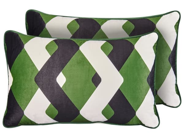 Sett med 2 uteputer Flerfarget Polyester 30 x 50 cm Geometrisk mønster Vanntett og UV-bestandig putetrekk Hage Pynteputer