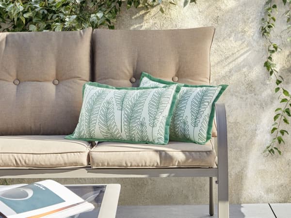 Sett med 2 uteputer Grønn Polyester 30 x 50 cm Bladmønster Vanntett og UV-bestandig putetrekk Hage Pynteputer