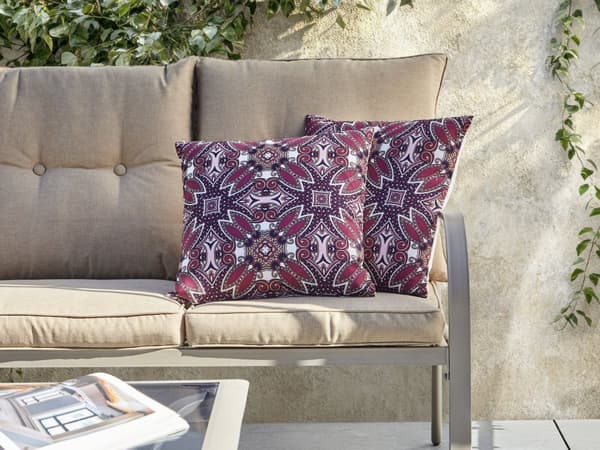 Sett med 2 uteputer Lilla Polyester 45 x 45 cm Mønster Vanntett og UV-bestandig putetrekk Hage Pynteputer