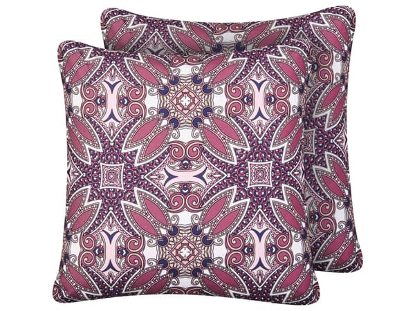 Sett med 2 uteputer Lilla Polyester 45 x 45 cm Mønster Vanntett og UV-bestandig putetrekk Hage Pynteputer