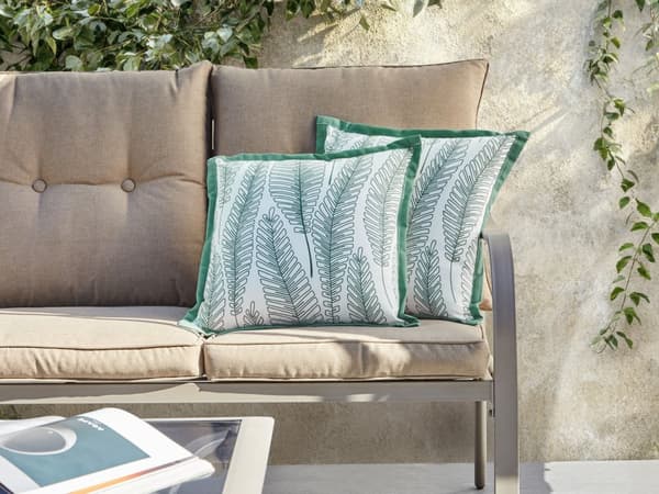 Sett med 2 uteputer Grønn Polyester 45 x 45 cm Bladmønster Vanntett og UV-bestandig putetrekk Hage Pynteputer