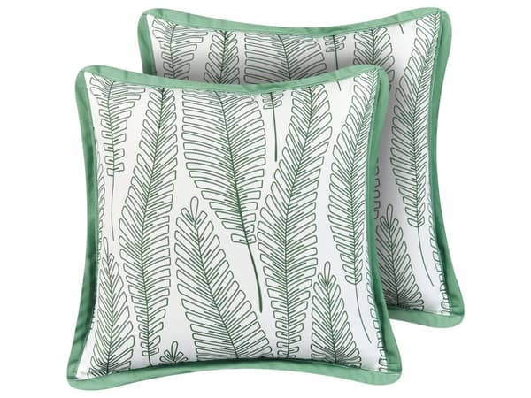 Sett med 2 uteputer Grønn Polyester 45 x 45 cm Bladmønster Vanntett og UV-bestandig putetrekk Hage Pynteputer