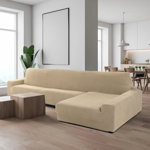 BRUGT Betræk til chaiselong med lang arm til højre Sofaskins Beige (Refurbished B)