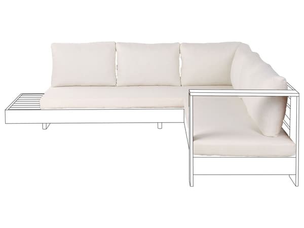 Putedekselsett for Utendørs Bruk av Off-White Stoff Sofa Sete Rygg Sidepute Dekk