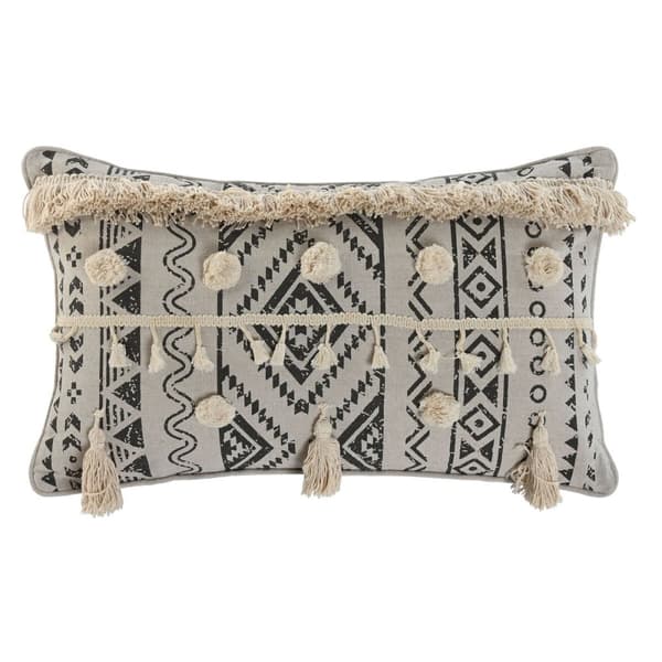 Pude Home ESPRIT Hvid Sort Boho 50 x 8 x 30 cm