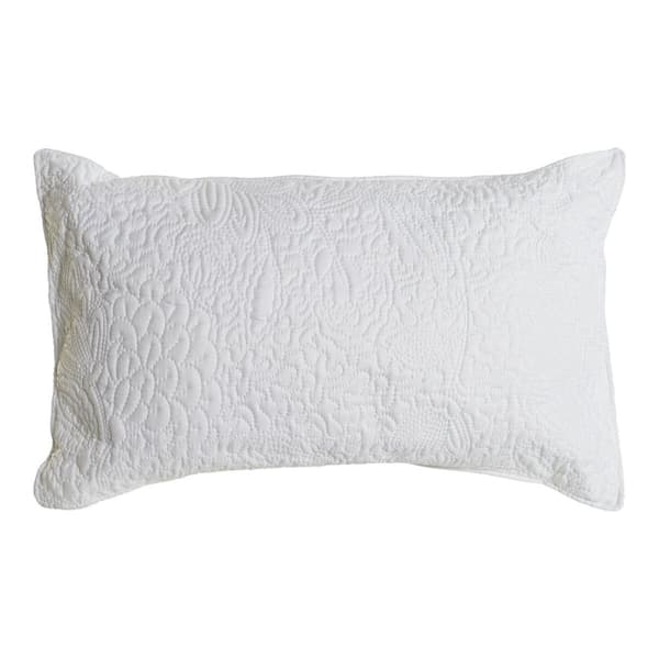 Pute DKD Home Decor Hvit Polyester Blomster 60 x 10 x 40 cm