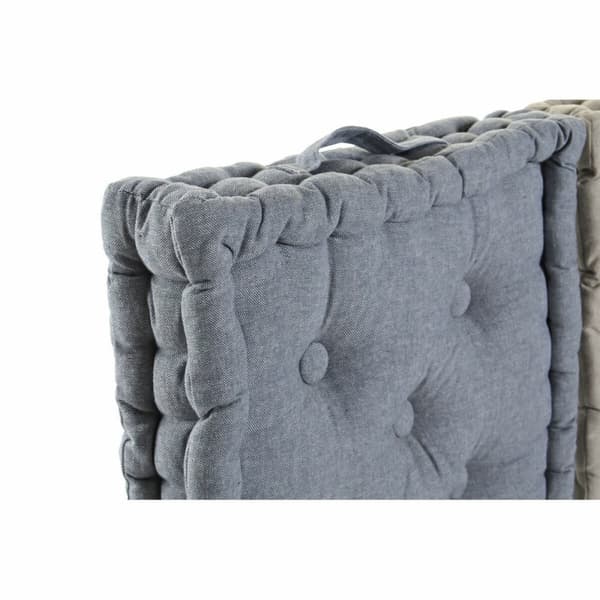 Pude DKD Home Decor Gulv Blå Grå Bomuld Marineblå (3 pcs) (38 x 38 x 8 cm)