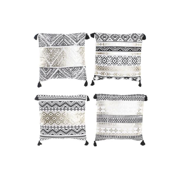 Kudde DKD Home Decor Svart Gyllene Polyester Bomull Aluminium Arab (45 x 10 x 45 cm) (4 antal)