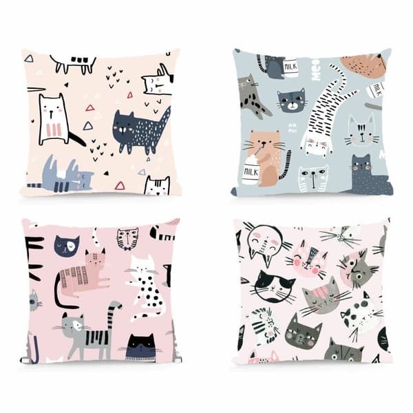 Pute DKD Home Decor Polyester Flerfarget Mikrofiber Katter (40 x 10 x 40 cm) (4 enheter)