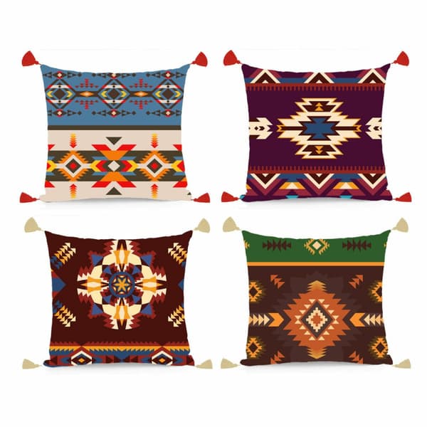 Pute DKD Home Decor Polyester Flerfarget Ikat (45 x 10 x 45 cm) (4 enheter)