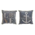 Miniatyrbilde 1 av 3: Pute DKD Home Decor Blå Hvit Marineblå Fringe (45 x 10 x 45 cm) (2 enheter)