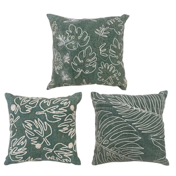 Pute DKD Home Decor Hvit Grønn Kukat Tropisk (40 x 15 x 40 cm) (3 enheter)