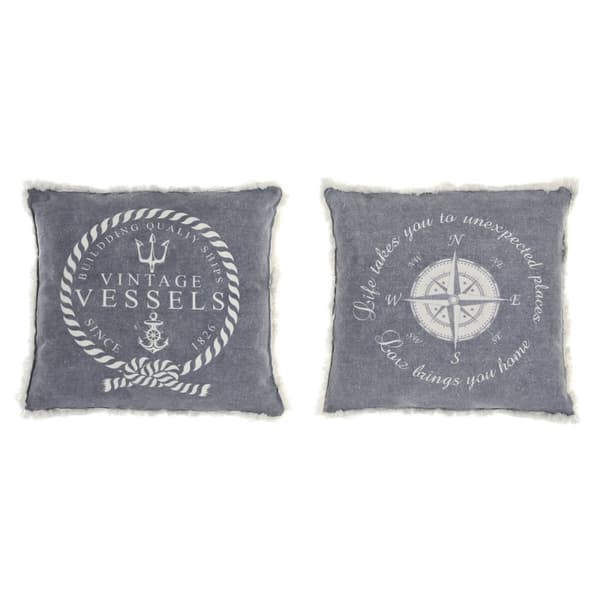 Pude DKD Home Decor Blå Hvid Frynse Middelhavet Marine 45 x 10 x 45 cm (2 enheder)