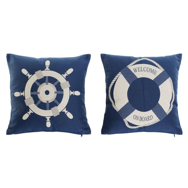 Tyyny Home ESPRIT Sininen Valkoinen 45 x 10 x 45 cm (2 osaa)