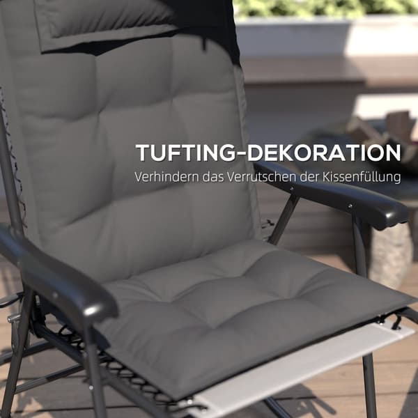 Rootz 2 bit solstolsuppsättning - Garden Lounger kuddar - klädda kuddar - vattenavvisande, fade -resistent - 50x116x5 cm - grå