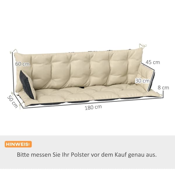 Rootz Outdoor Pillow Set-Garden Cushion-Swing Seat Pad-Splash-avvisande komfort-180 cm x 110 cm x 8 cm-brun och svart