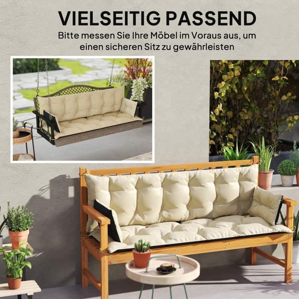 Rootz Outdoor Pillow Set-Garden Cushion-Swing Seat Pad-Splash-avvisande komfort-180 cm x 110 cm x 8 cm-brun och svart