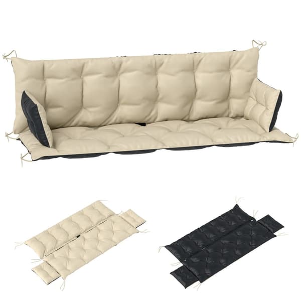 Rootz Outdoor Pillow Set-Garden Cushion-Swing Seat Pad-Splash-avvisande komfort-180 cm x 110 cm x 8 cm-brun och svart