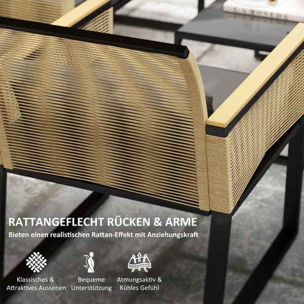 Rootz 4 -delat rotting trädgårdsuppsättning - balkongmöbler - väderbeständig soffa set - komfort kuddar - 116 cm x 71 cm x 78 cm