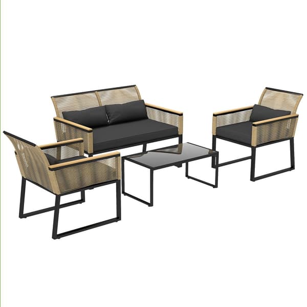 Rootz 4 -delat rotting trädgårdsuppsättning - balkongmöbler - väderbeständig soffa set - komfort kuddar - 116 cm x 71 cm x 78 cm