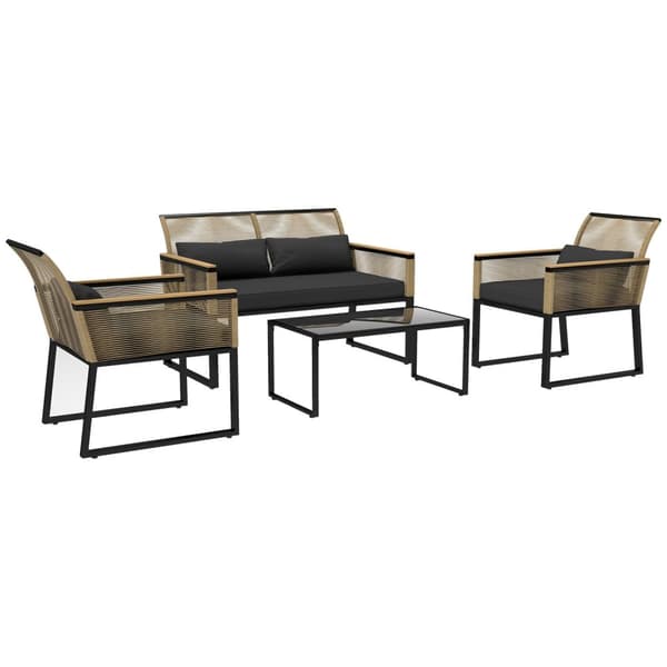 Rootz 4 -delat rotting trädgårdsuppsättning - balkongmöbler - väderbeständig soffa set - komfort kuddar - 116 cm x 71 cm x 78 cm