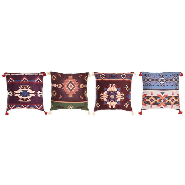 Kudde DKD Home Decor Polyester Multicolour Ikat (45 x 10 x 45 cm) (4 antal)