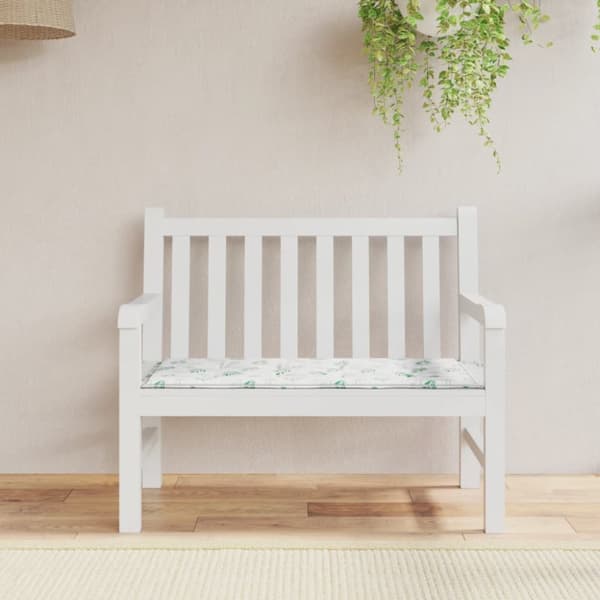 Bänkdyna för trädgården bladmönster 120x50x3 cm oxfordtyg