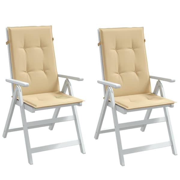Stolsdynor högt ryggstöd 2 st melerad beige 120x50x4 cm tyg