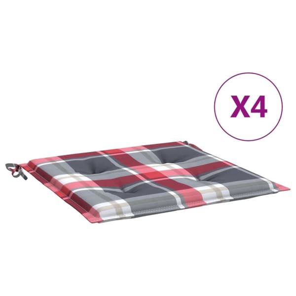 Stolsdynor 4 st rödrutig 50x50x3 cm oxfordtyg
