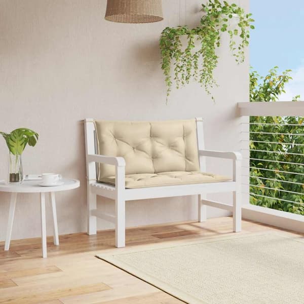 Bänkdyna för trädgården beige 100x(50+50)x7 cm oxfordtyg