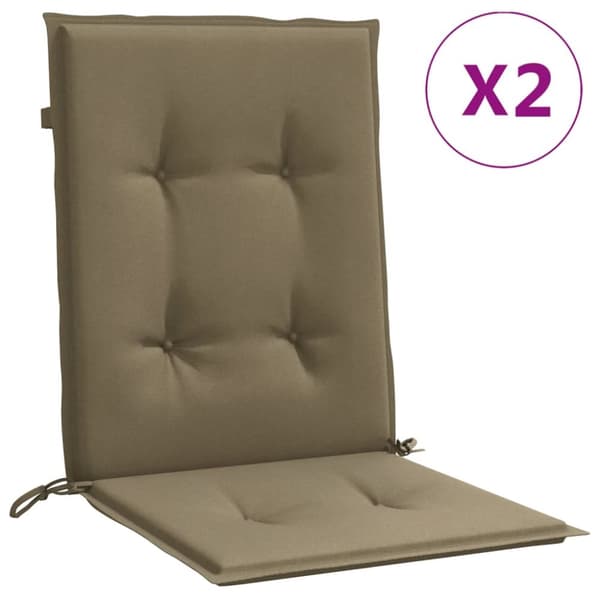 Stolsdynor lågt ryggstöd 2 st melerad taupe 100x50x4 cm tyg