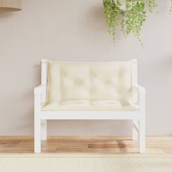 Bänkdynor för trädgården 2 st gräddvit 100x50x7 cm oxfordtyg
