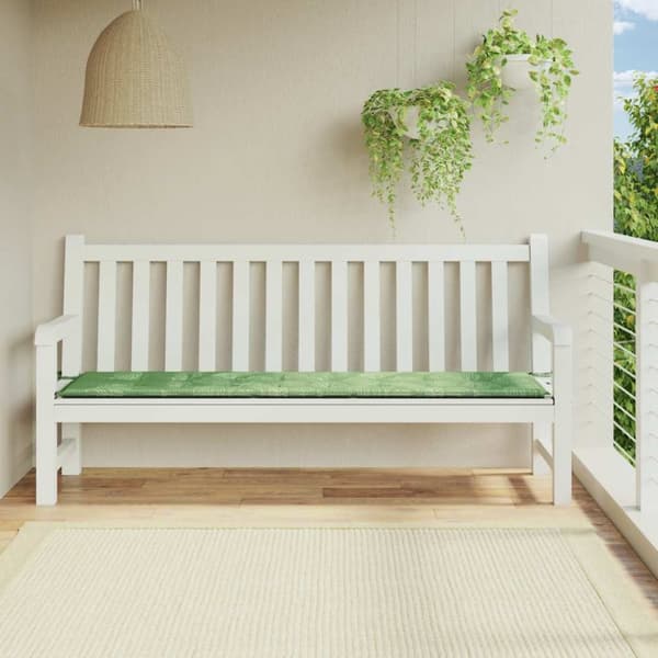 Bänkdyna för trädgården bladmönster 200x50x3 cm tyg