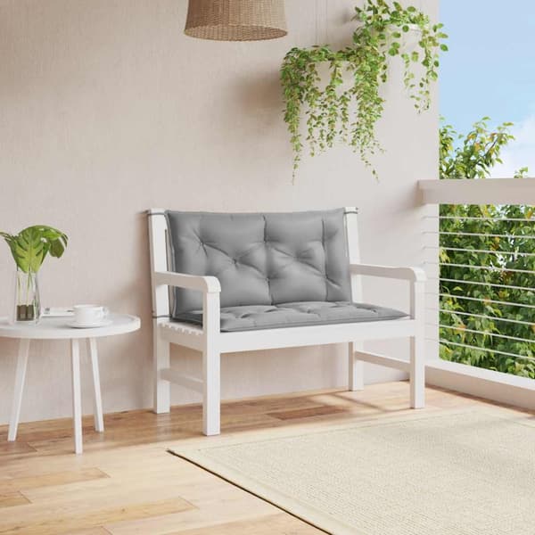 Bänkdyna för trädgården grå 100x(50+50)x7 cm oxfordtyg