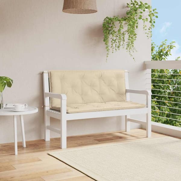 Bänkdyna för trädgården beige 120x(50+50)x7 cm oxfordtyg
