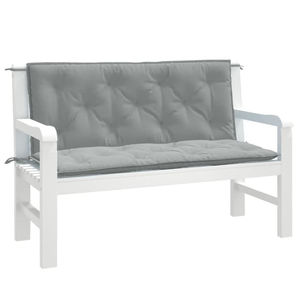 Bänkdyna 2 st melerad ljusgrå 120x50x7 cm tyg